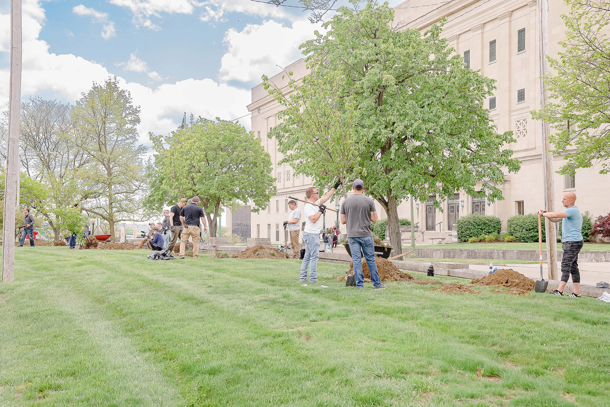 Reserve Citizen Airmen from the 14th Intelligence Squadron contributed to Operation 2000 Cherry Trees through collaboration with the unit’s Honorary Commander, Mr. Michael Roediger, the Director and Chief Executive Officer for the Dayton Art Institute, May 4, 2023. The 45 men and women of the 14 IS devoted an afternoon in support of the project and the DAI by planting and landscaping trees.