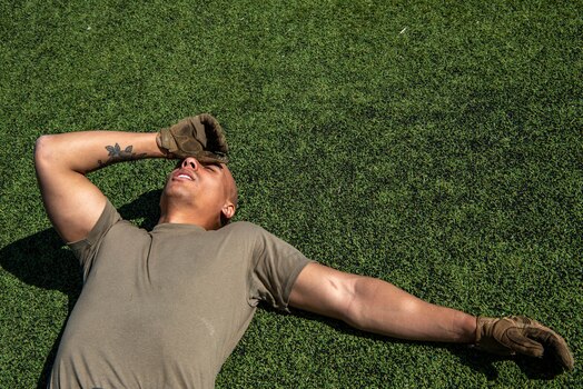 man lying on ground.