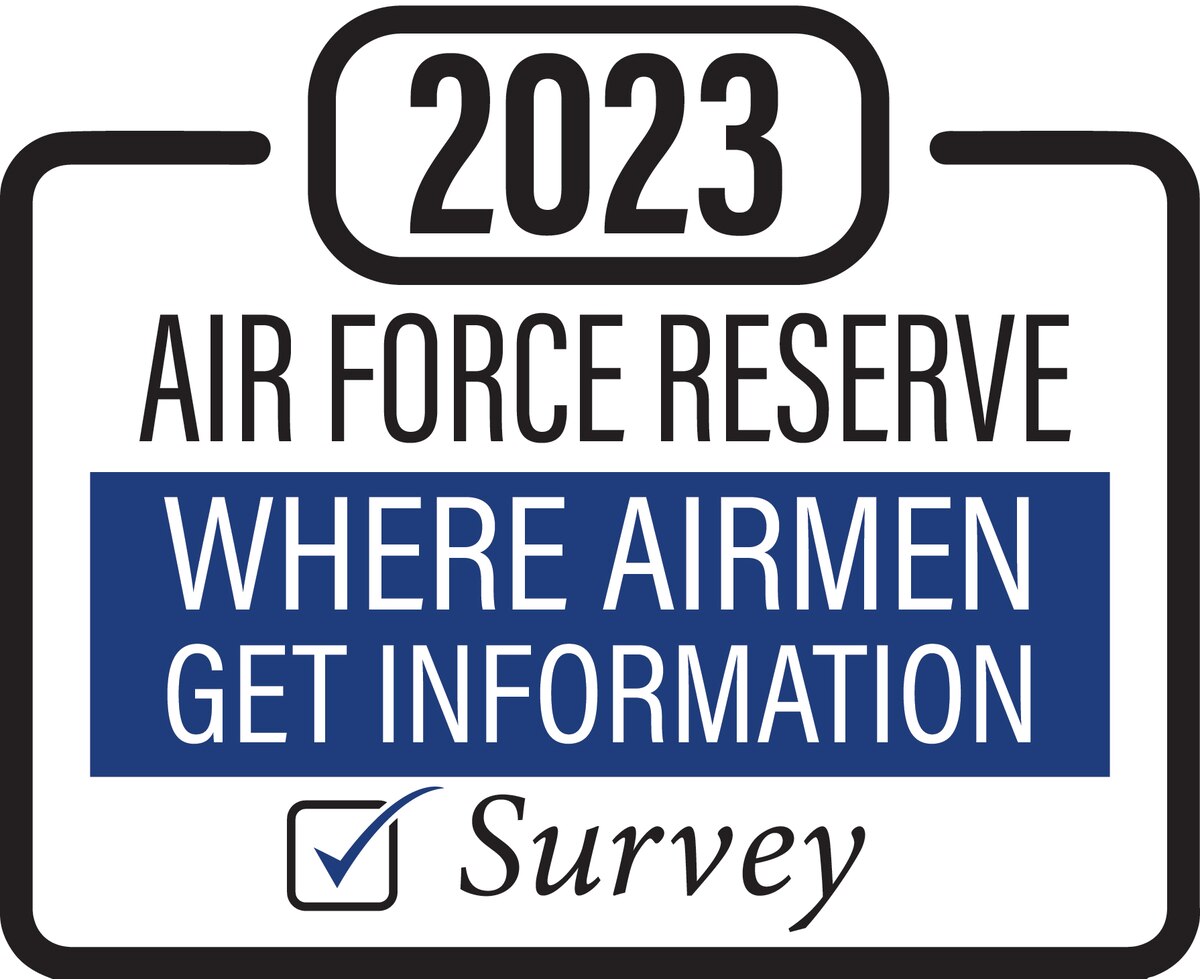 Graphic stating 2023 Air Force Reserve Where Airmen Get Information survey.