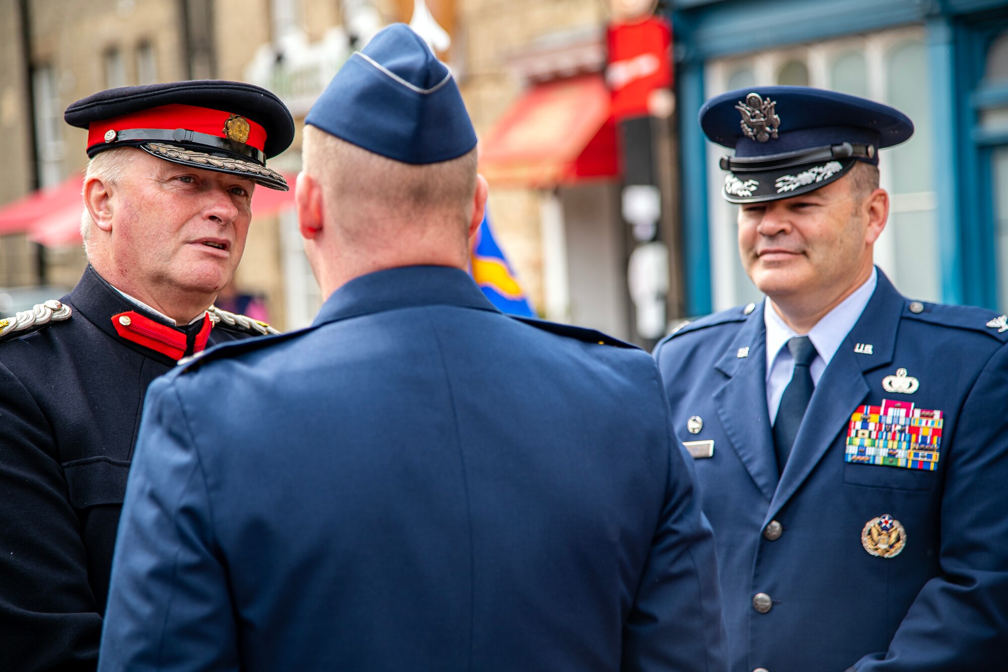 In 2018 the 501st CSW was granted their freedom, an ancient tradition and high honor, by the city of Huntingdon and today Airmen exercised that freedom alongside local community members. (U.S. Air Force photo by Staff Sgt. Eugene Oliver)