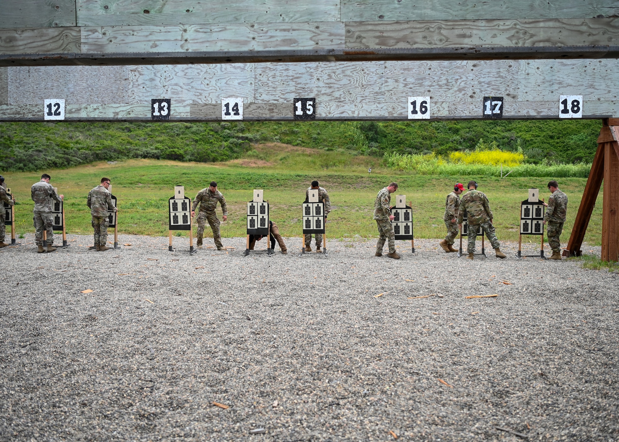 The participants wheels out their targets on the range as they prepare for the excellence competition at Vandenberg Space Force Base, Calif., May 16, 2023. National Police Week offers honor, remembrance, and peer support while allowing law enforcement, survivors and citizens to gather and pay homage to those who gave their lives in the line of duty. (U.S. Space Force photo by Senior Airman Tiarra Sibley)
