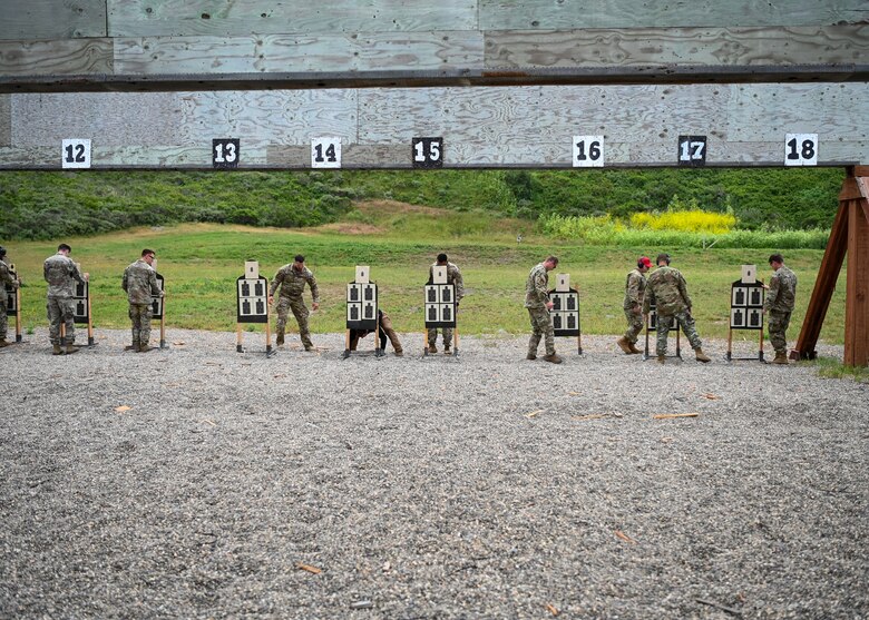 The participants wheels out their targets on the range as they prepare for the excellence competition at Vandenberg Space Force Base, Calif., May 16, 2023. National Police Week offers honor, remembrance, and peer support while allowing law enforcement, survivors and citizens to gather and pay homage to those who gave their lives in the line of duty. (U.S. Space Force photo by Senior Airman Tiarra Sibley)