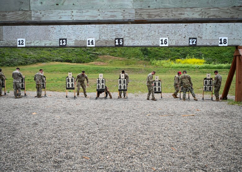 The participants wheels out their targets on the range as they prepare for the excellence competition at Vandenberg Space Force Base, Calif., May 16, 2023. National Police Week offers honor, remembrance, and peer support while allowing law enforcement, survivors and citizens to gather and pay homage to those who gave their lives in the line of duty. (U.S. Space Force photo by Senior Airman Tiarra Sibley)