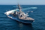 The future USS Jack H. Lucas (DDG 125) completed acceptance trials, May 18. DDG 125 is the first Arleigh Burke-class guided-missile destroyer built in the Flight III configuration. Photo courtesy of Huntington Ingalls Industries' Ingalls Shipbuilding division