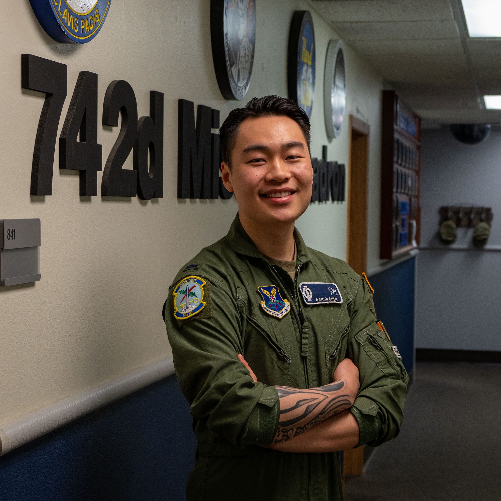 1st Lt. Aaron Chen, Nuclear and Missiles  Operations officer, poses for a photo at Minot Air Force Base, North Dakota, May 5, 2023. (U.S. Air Force photo by Senior Airman Evan
Lichtenhan)