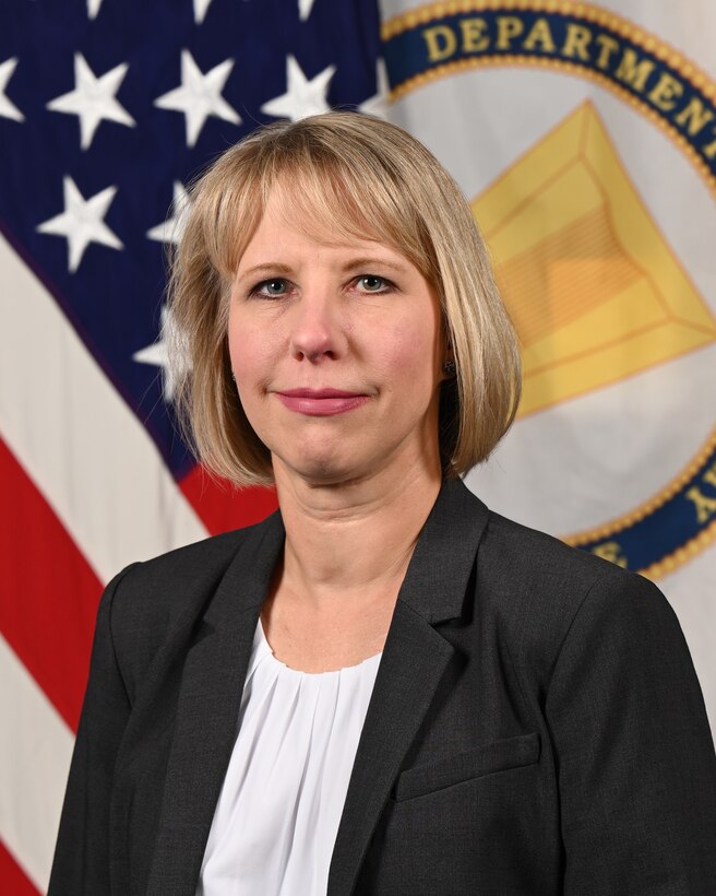 Ms. Michelle Sbylut, poses for his official portrait in the Army portrait studio at the Pentagon in Arlington, Va., Sep. 16, 2022.  (U.S. Army photo by William Pratt)