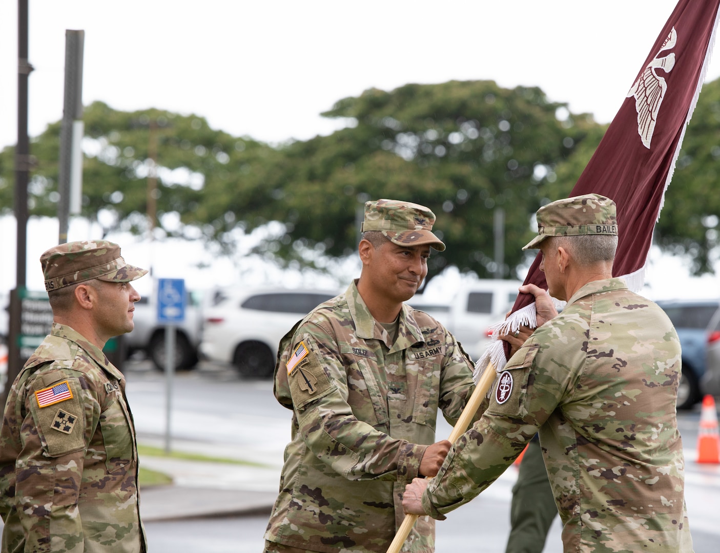 Col. Bill A. Soliz relinquished command of Tripler Army Medical Center during a ceremony at the hospital in Honolulu, Hawaii on May 19, 2023. Brig. Gen. Edward H. Bailey, Medical Readiness Command, Pacific commander, presided over the ceremony.