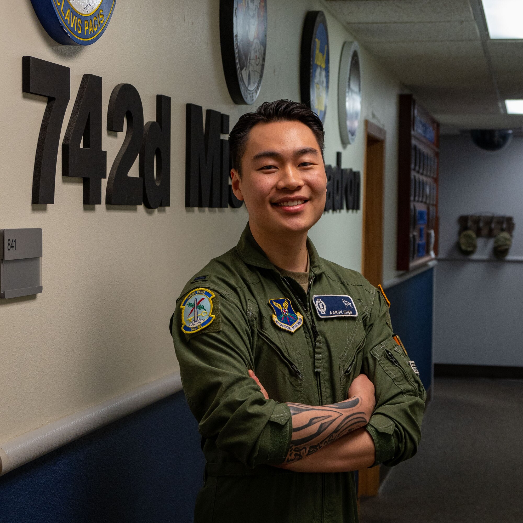 1st Lt. Aaron Chen, Nuclear and Missiles  Operations officer, poses for a photo at Minot Air Force Base, North Dakota, May 5, 2023. (U.S. Air Force photo by Senior Airman Evan
Lichtenhan)