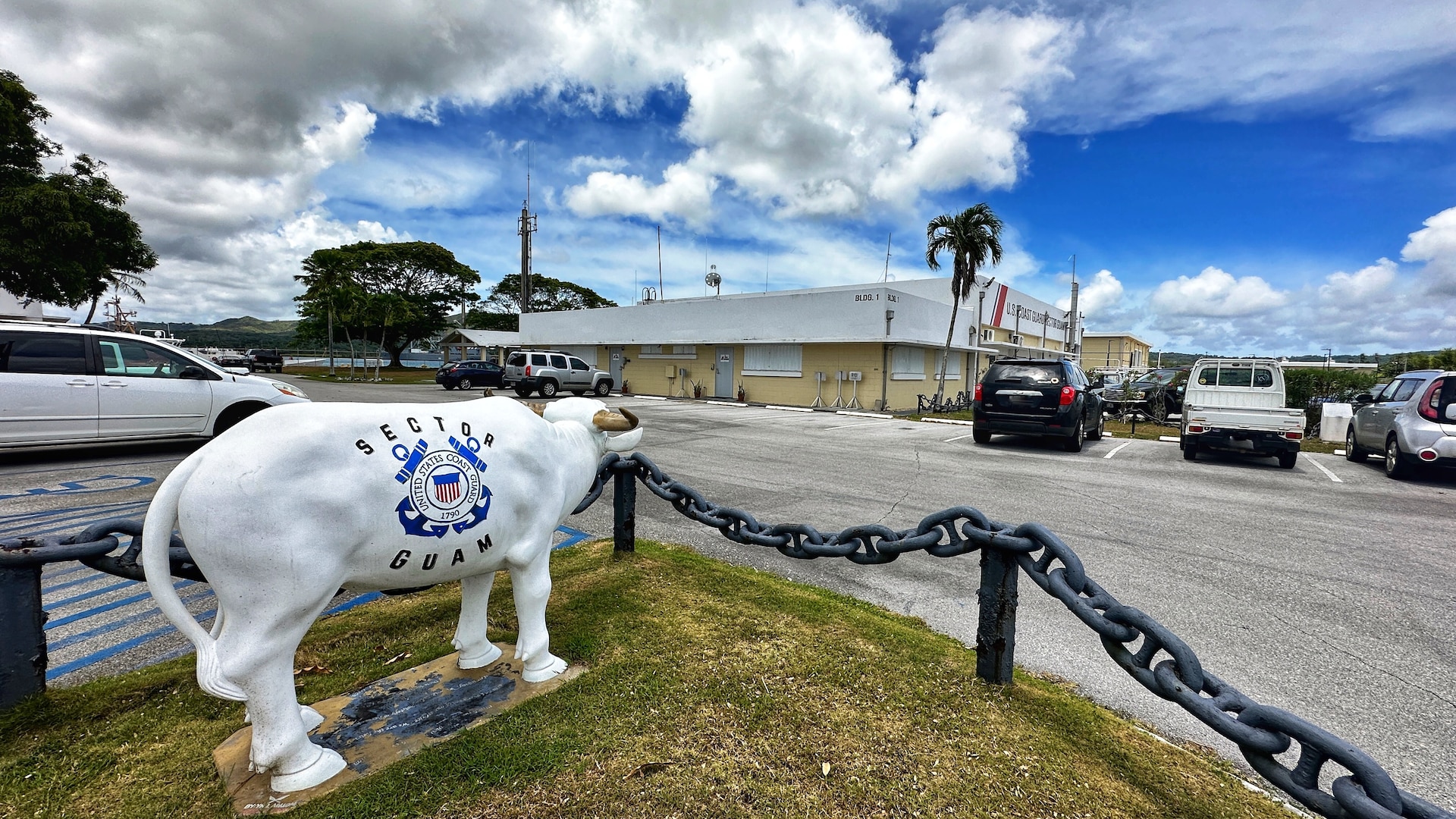 U.S. Coast Guard Forces Micronesia Sector Guam with storm shutters closed