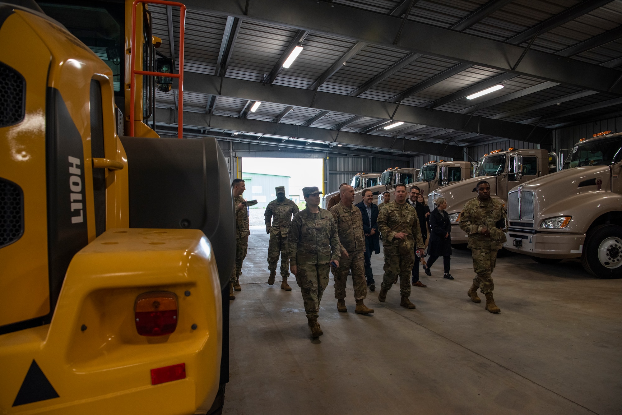 U.S. Air Force Brig. Gen. Otis C. Jones, 86th Airlift Wing commander, and local German dignitaries tour a Department of Defense storage facility in Pirmasens, Germany, , May 12, 2023.