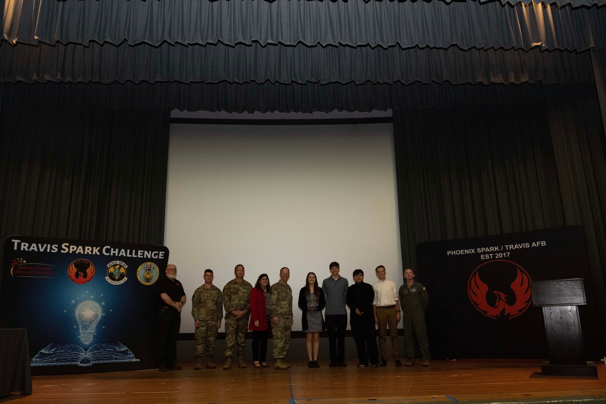 Students present to a crowd