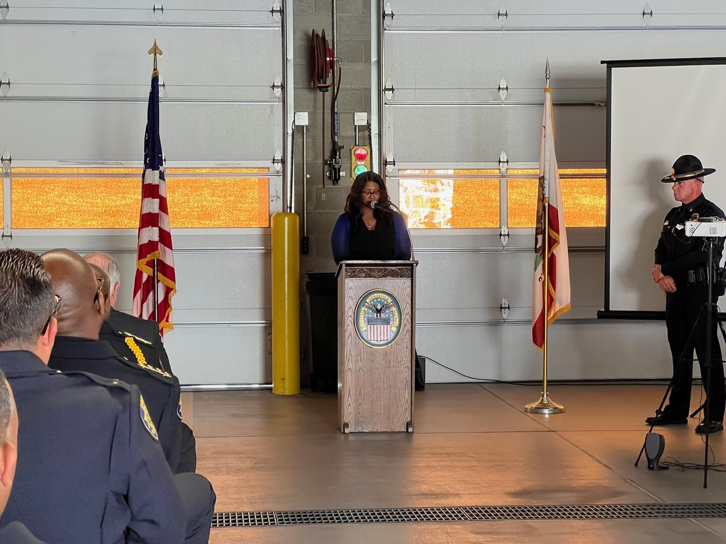 DLA Installation Management at San Joaquin Family Advocacy Program manager Sharon Stewart served as the keynote speaker at the Peace Officers’ Memorial Observance ceremony held at DLA San Joaquin’s Public Safety Center May 17.