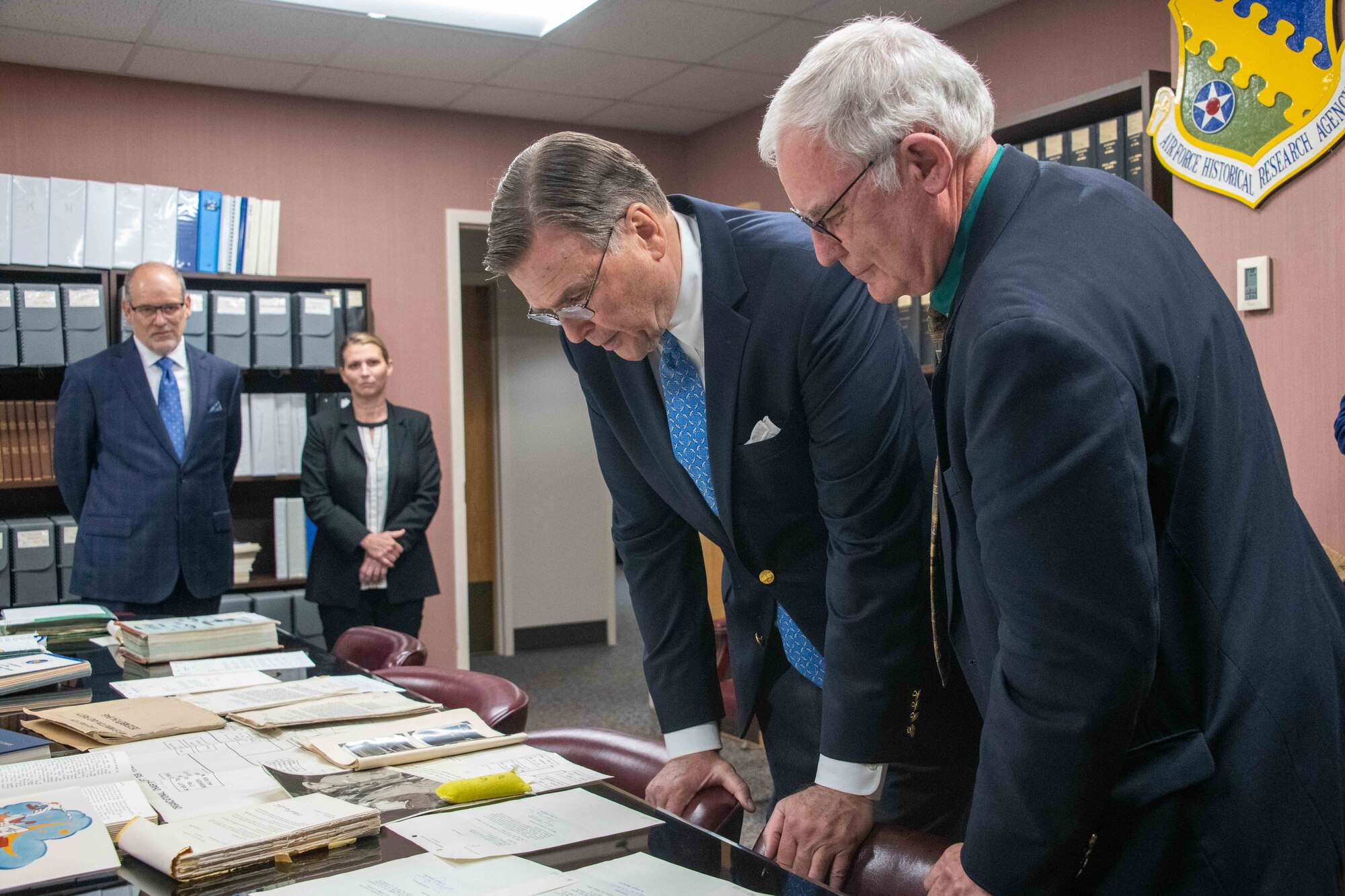 Ambassador (retired) W. Stuart Symington visits Air Force Historical Research Agency to provide insight into his grandfather,
