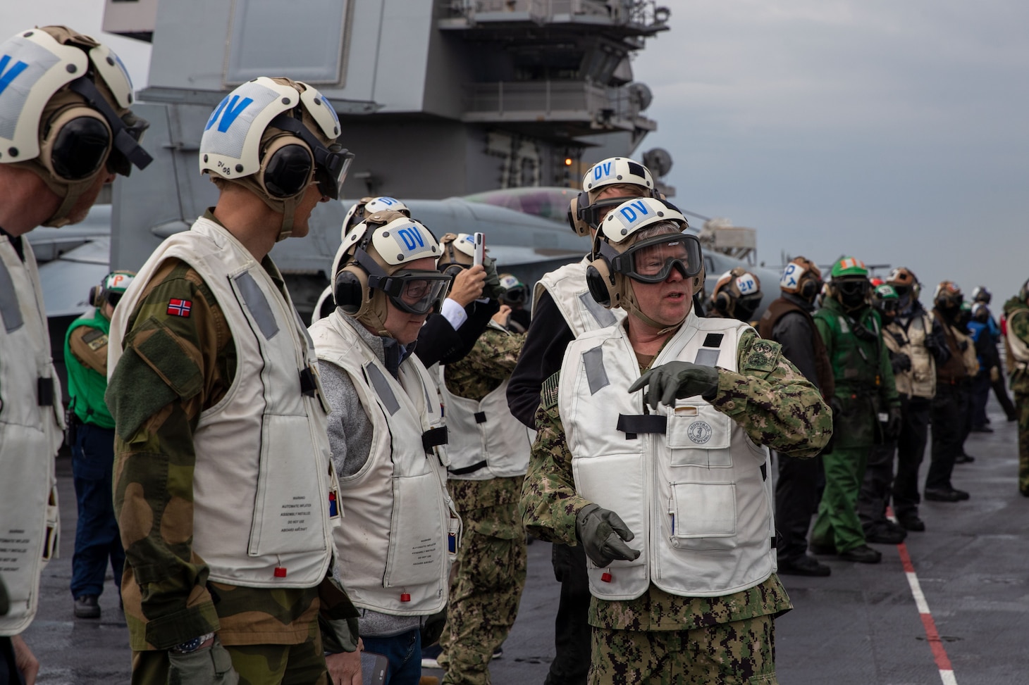 Vice Adm. Thomas E. Ishee, commander, U.S. Sixth Fleet and Naval Striking and Support Forces NATO (STRIKFORNATO) embarked the first-in-class aircraft carrier USS Gerald R. Ford (CVN 78), May 22.