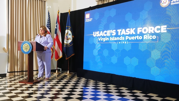 Congresswoman Jennifer Gonzalez, Commissioner Resident for Puerto Rico, announces the creation of Task Force U.S. Virgin Islands and Puerto Rico at a press conference in San Juan, Puerto Rico.