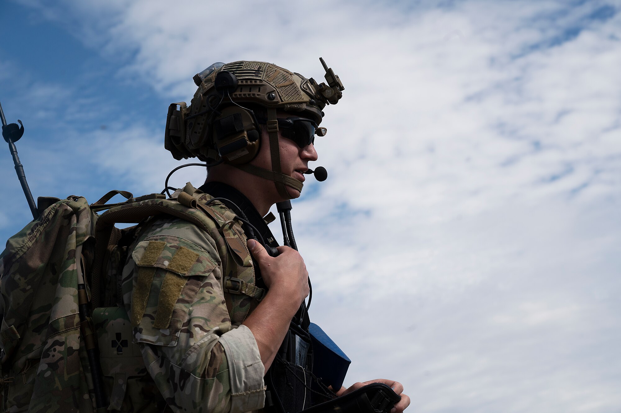 Airmen looks in distance