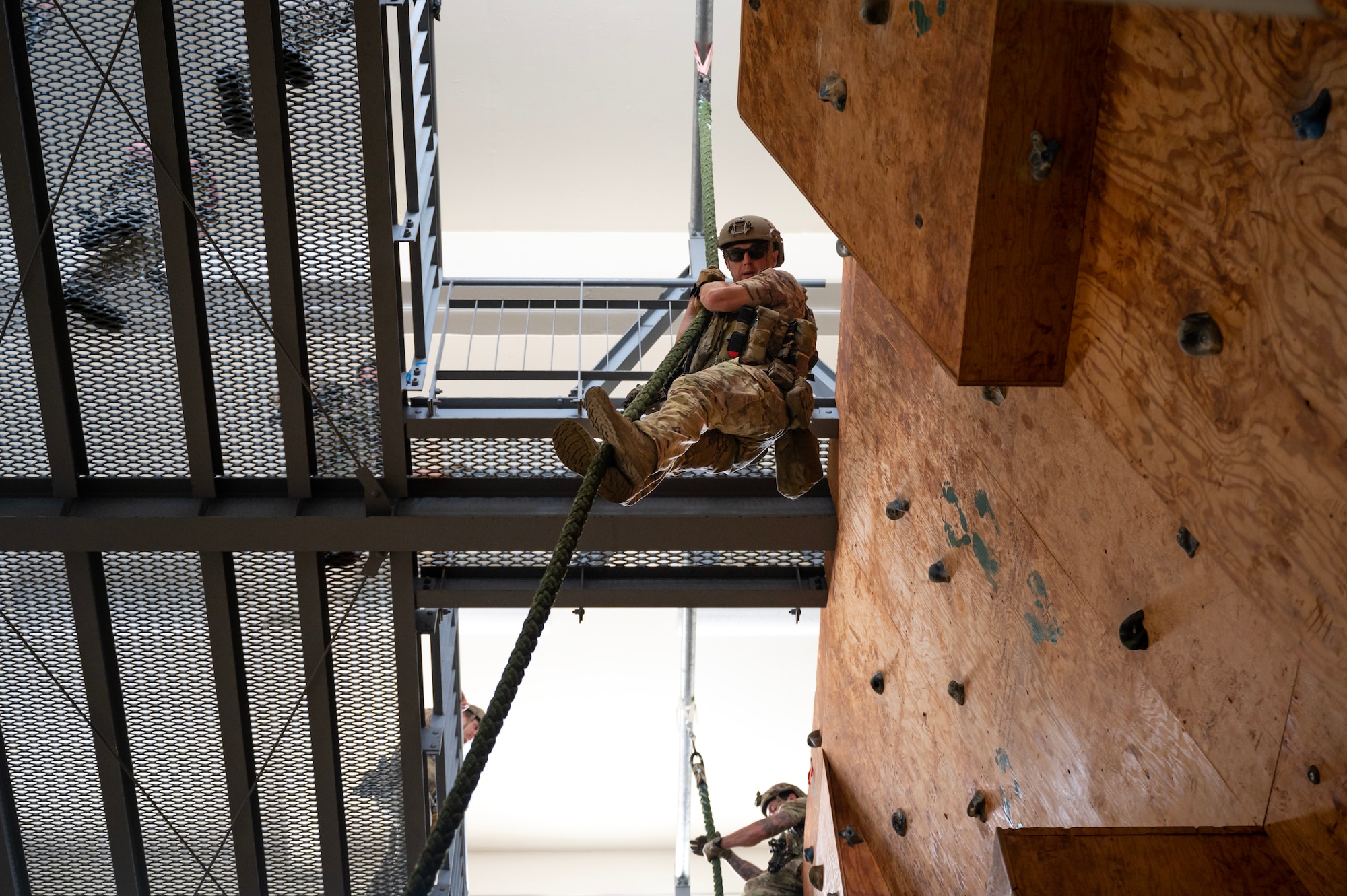 U.S. Air Force special tactics Airmen with the 320th Special Tactics Squadron perform fast rope insertions during a Monster Mash challenge at Kadena Air Base, Japan, May 5, 2023. These training events, consisting of various physically and mentally demanding tasks, are routinely conducted among special tactics units to ensure operational readiness and enhance resiliency among the operators. (U.S. Air Force photo by Staff Sgt. Jessi Roth)