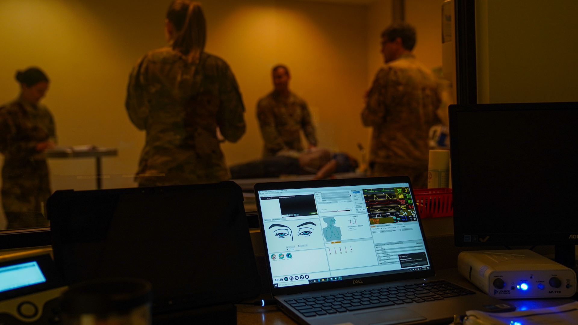 81st Medical Group personnel train in the simulation lab during the Advanced Lifesaving Course at the Keesler Medical Center on Keesler Air Force Base, Mississippi, May 17, 2023.