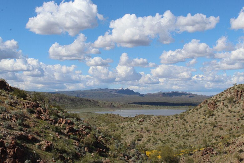Pictured is Alamo Lake State Park March 23 near Wenden, Arizona. The U.S. Army Corps of Engineers Los Angeles District operates and maintains the park’s Alamo Dam. The park is a public recreation facility currently managed by Arizona State Parks and Arizona Game and Fish Department. Existing facilities include five campgrounds with a total 250 camp sites, rental cabins, three boat launch areas, a privately operated concession and store, and numerous picnic areas.