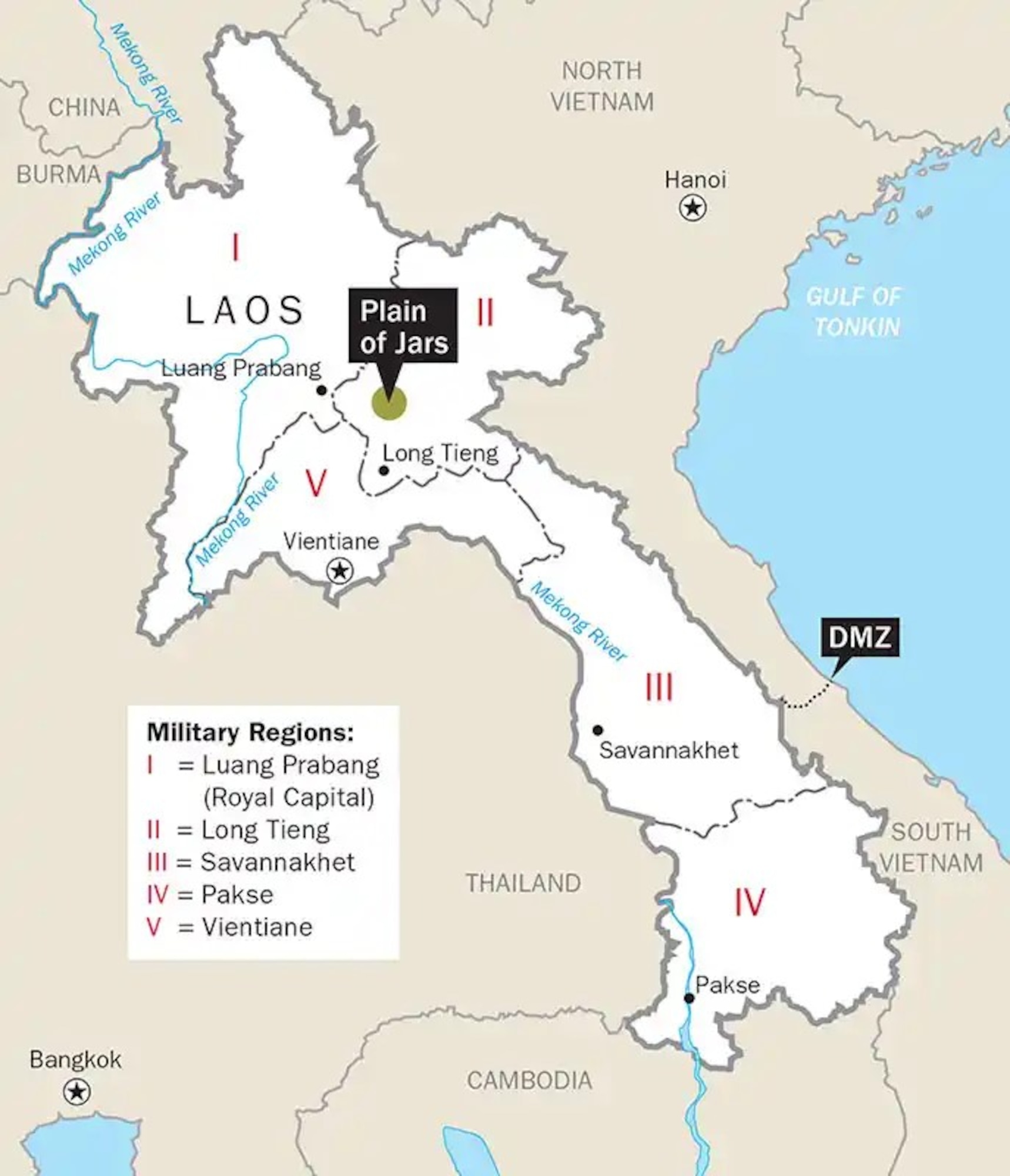 Map of Laos and corresponding MR regions.