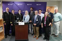 Naval Medical Center Camp Lejeune has joined Novant Health, along with UNC Health and the UNC School of Medicine, to found the Psychiatry Residency Program. The program’s establishment was formally announced during a presentation at Betty H. Cameron Women’s and Children’s Hospital in Wilmington on May 22, 2023. The Psychiatry Residency Program will consist of seven residents, three military members and four civilians, with the purpose of boosting the mental health resources for active duty and civilian beneficiaries in Eastern North Carolina.

Photo credit: David Hardin, Novant Health Media Relations