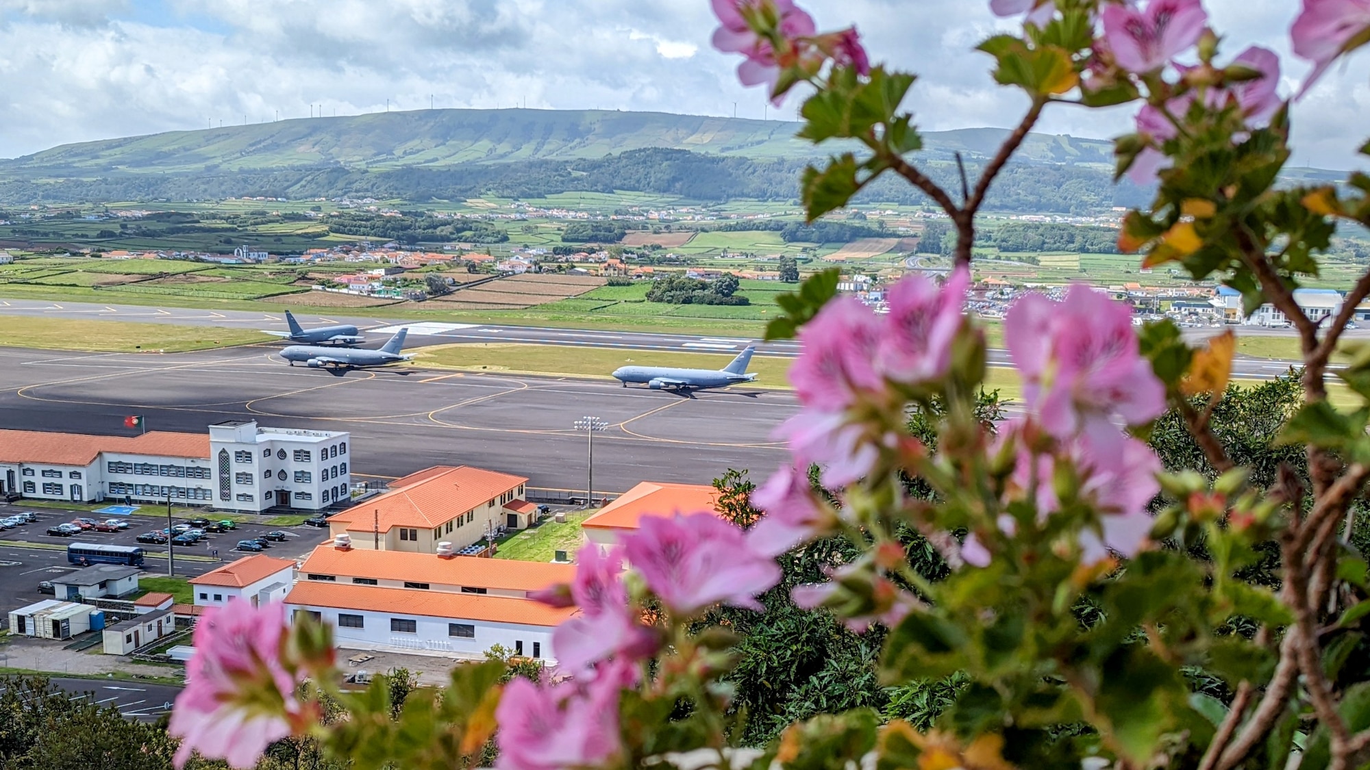 Three KC-46 take off from Lajes Air Base.