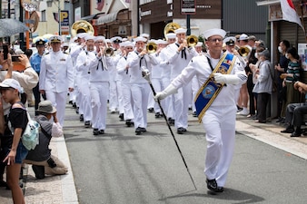 The U.S. 7th Fleet Band performs during the 84th Annual Shimoda Black Ship Festival.