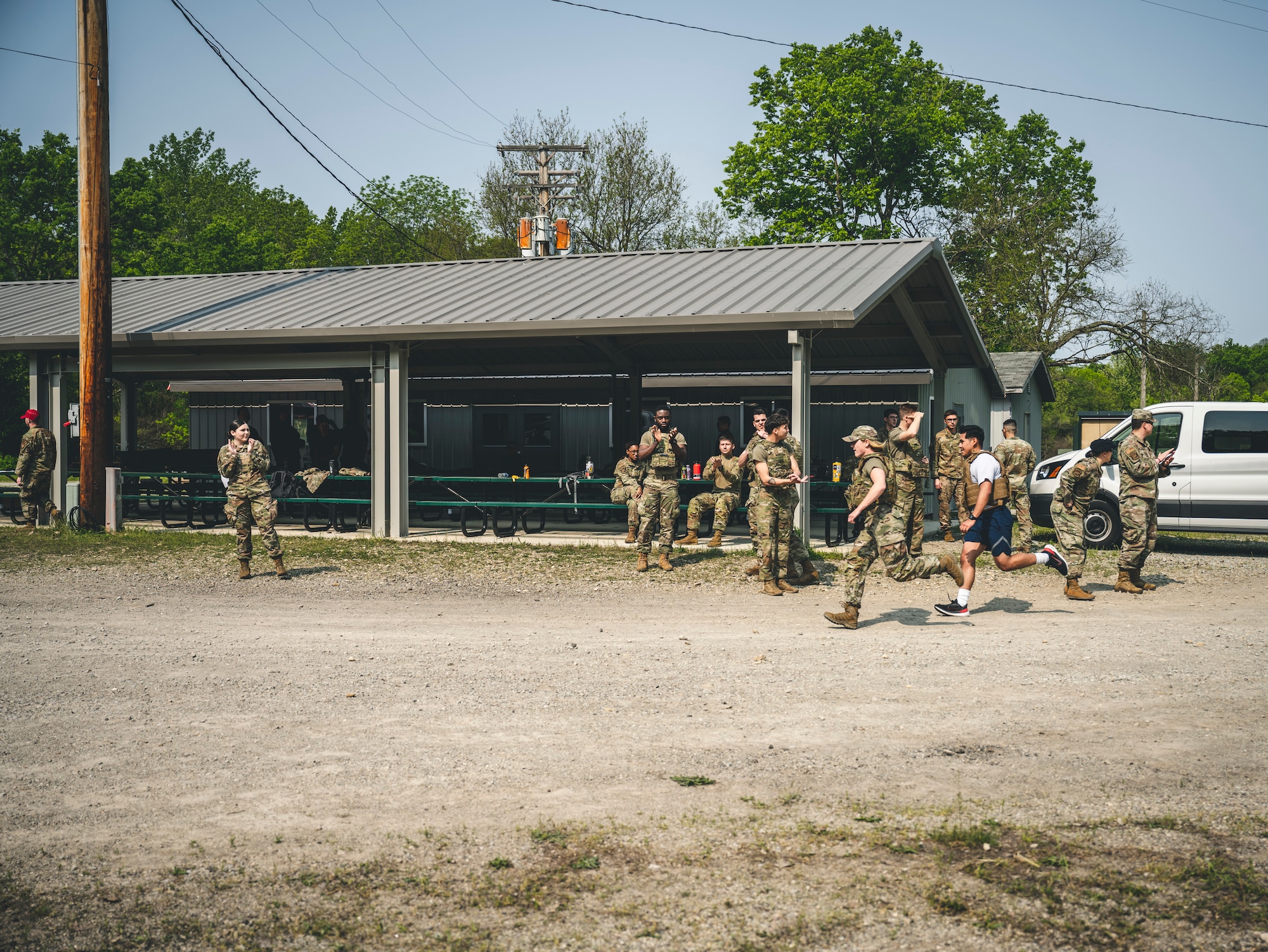 Airmen running during the Defender Challenge