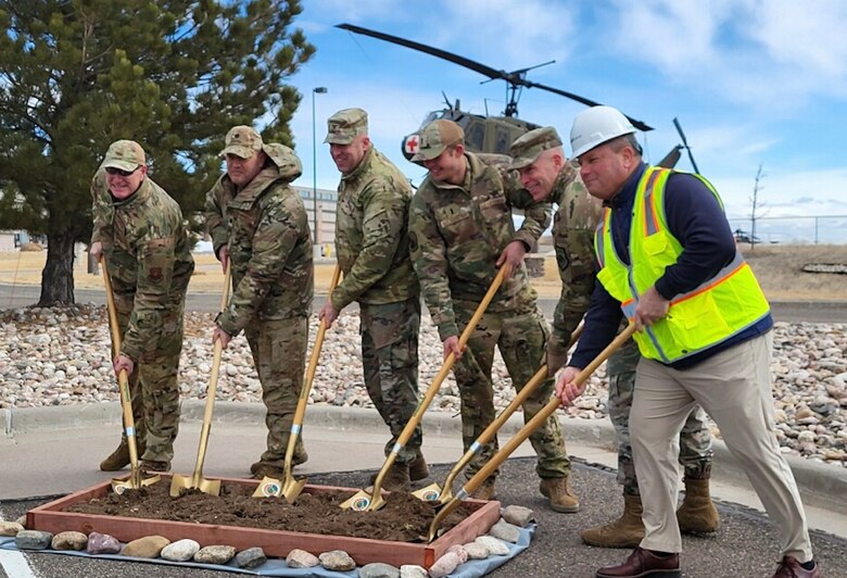 Participants gather for a group photo during a groundbreaking ceremony on F.E. Warren AFB, March 31, 2023. (courtesy photo)