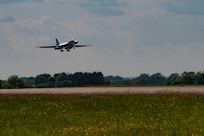 A B-1B Lancer assigned to the 9th Expeditionary Bomb Squadron arrives for Bomber Task Force Europe 23-3 at RAF Fairford, United Kingdom, May 23, 2023.