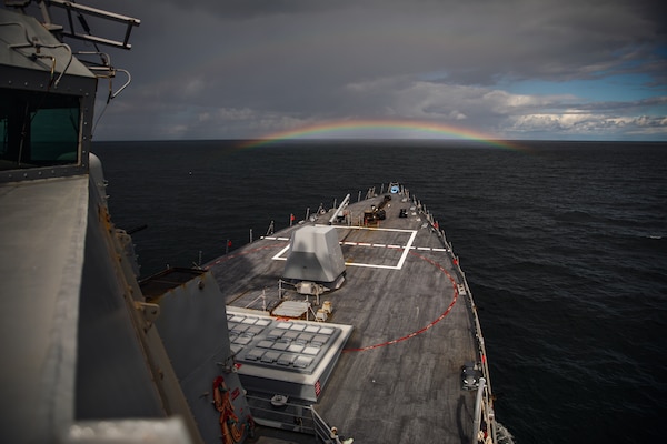 BALTIC SEA (Sept. 5, 2022) The Arleigh Burke-class guided-missile destroyer USS Paul Ignatius (DDG 117) sails through the Baltic Sea, Sept. 5, 2022. Paul Ignatius is part of the Kearsarge Amphibious Ready Group and embarked 22nd Marine Expeditionary Unit, under the command and control of Task Force 61/2, on a scheduled deployment in the U.S. Naval Forces Europe area of operations, employed by U.S. Sixth Fleet to defend U.S., allied and partner interests. (U.S. Navy photo by Mass Communication Specialist 2nd Class Aaron Lau)