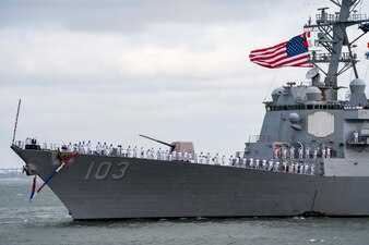 USS Truxtun (DDG 103) returns to Naval Station Norfolk following a nine-month deployment.