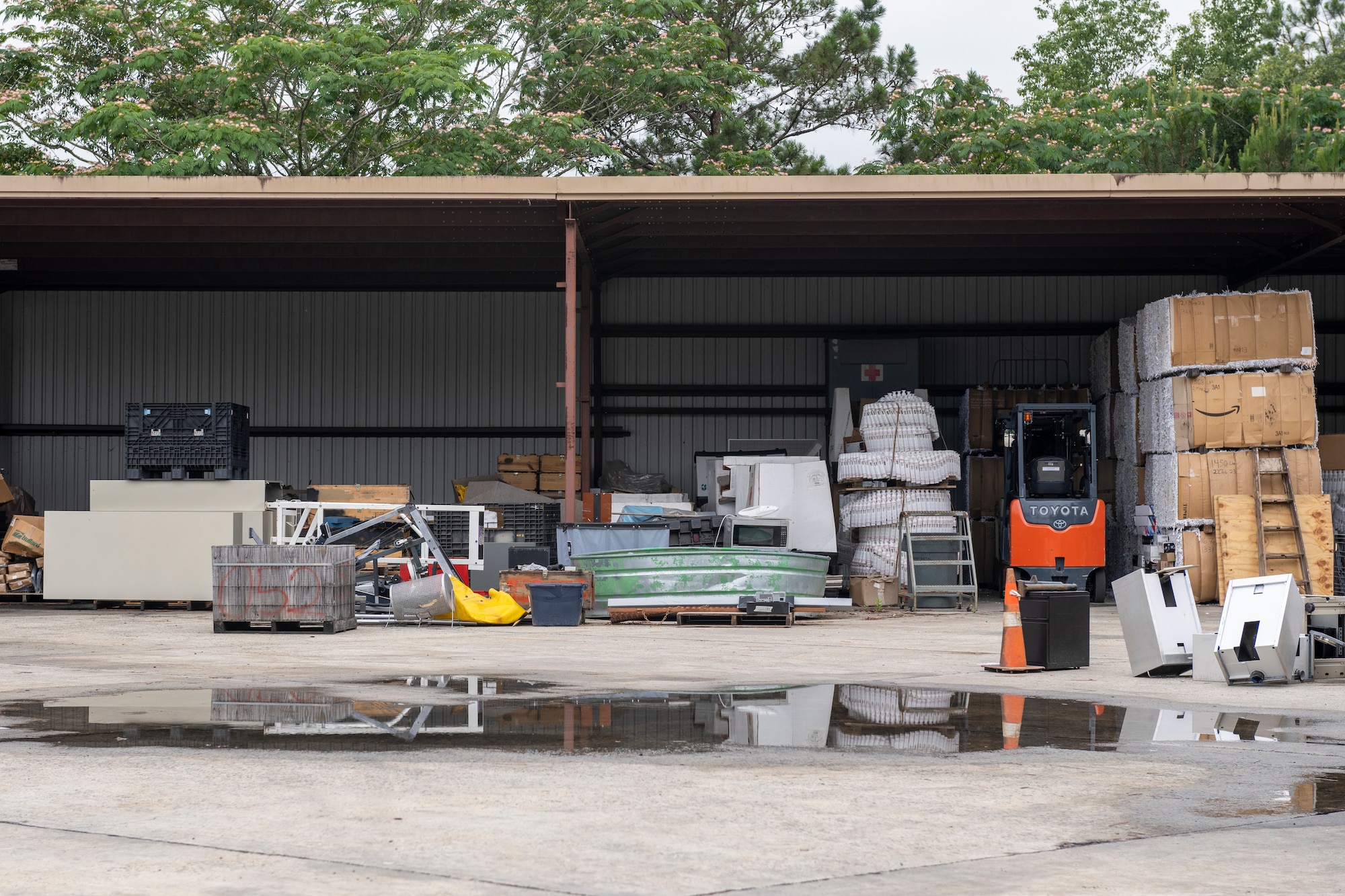 Materials sit at the recycling center at Moody Air Force Base, Georgia, May 24, 2023.
