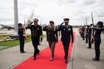 U.S. Army Gen. Laura Richardson, commander of U.S. Southern Command, is greeted with honors upon arrival to Colombia.