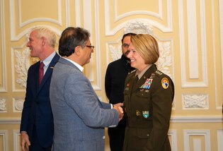 BOGOTA, Colombia (May 21, 2023) -- U.S. Army Gen. Laura Richardson, commander of U.S. Southern Command, meets with Colombian President Gustavo Petro to discuss the U.S.-Colombia security partnership.