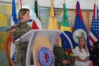 .S. Army Gen. Laura Richardson, commander of U.S. Southern Command, takes part in a joint Colombian Military Forces-SOUTHCOM seminar focused on the integration of Women, Peace, and Security into Non-Commissioned Officer (NCO) professional development.