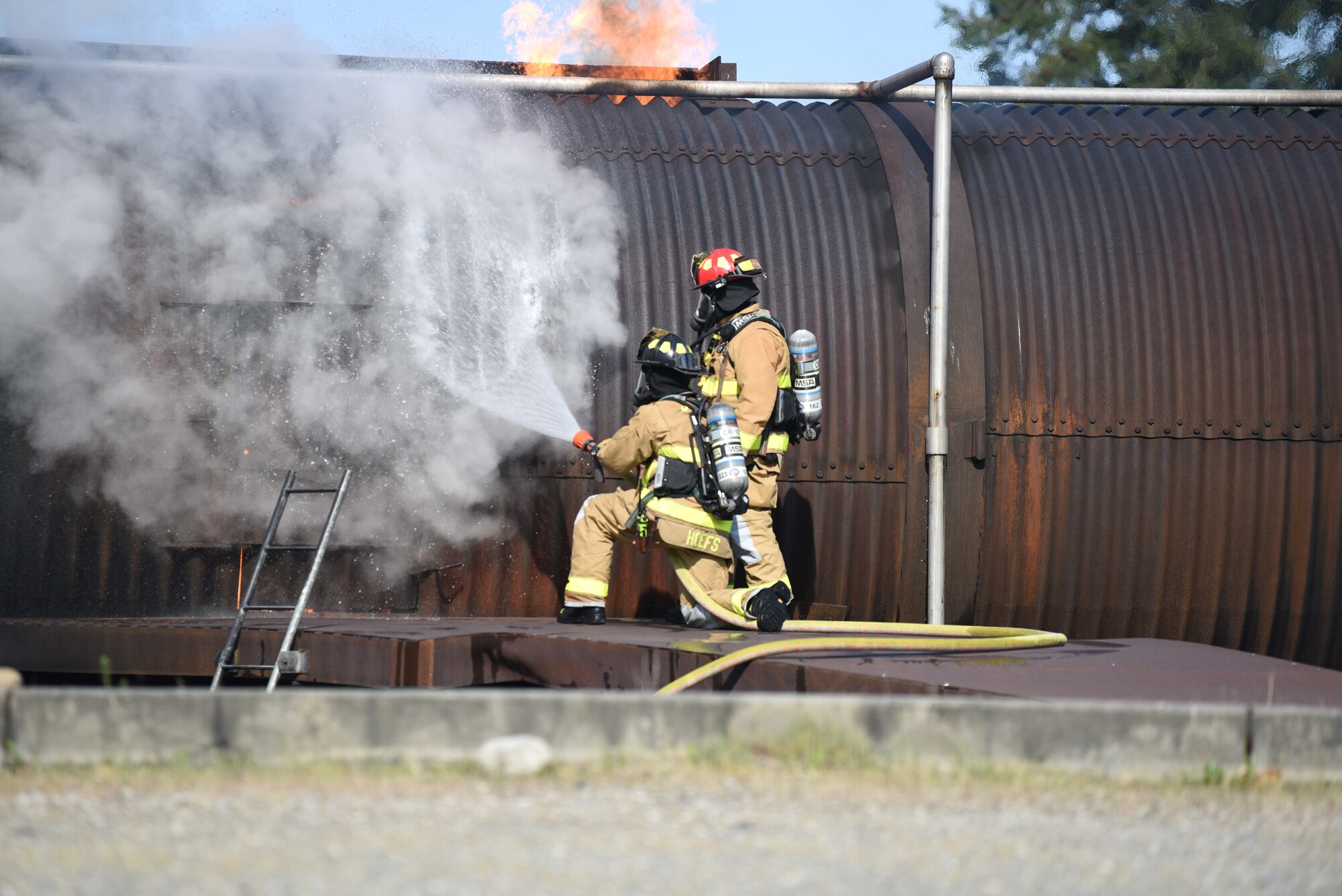 The MARE tested JBLM’s response to a simulated aircraft crash and ability to collaborate with other first responders and service members on base. (U.S. Air Force photo by Airman 1st Class Kylee Tyus)