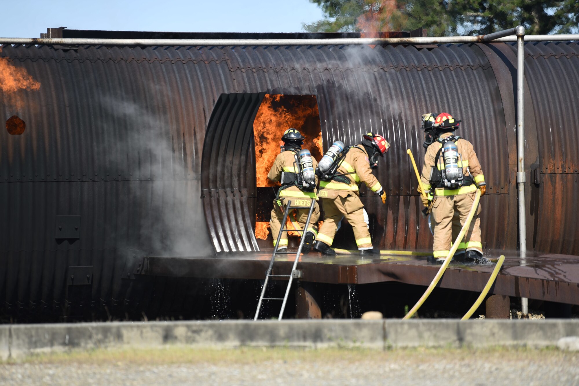 The MARE tested JBLM’s response to a simulated aircraft crash and ability to collaborate with other first responders and service members on base. (U.S. Air Force photo by Airman 1st Class Kylee Tyus)