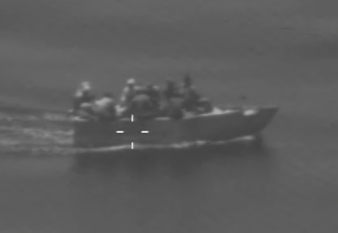 The Coast Guard Cutter Isaac Mayo crew stops a migrant vessel about 30 miles north of Havana, Cuba, May 17, 2023. The Coast Guard interdicted 11 people. (U.S. Coast Guard photo).
