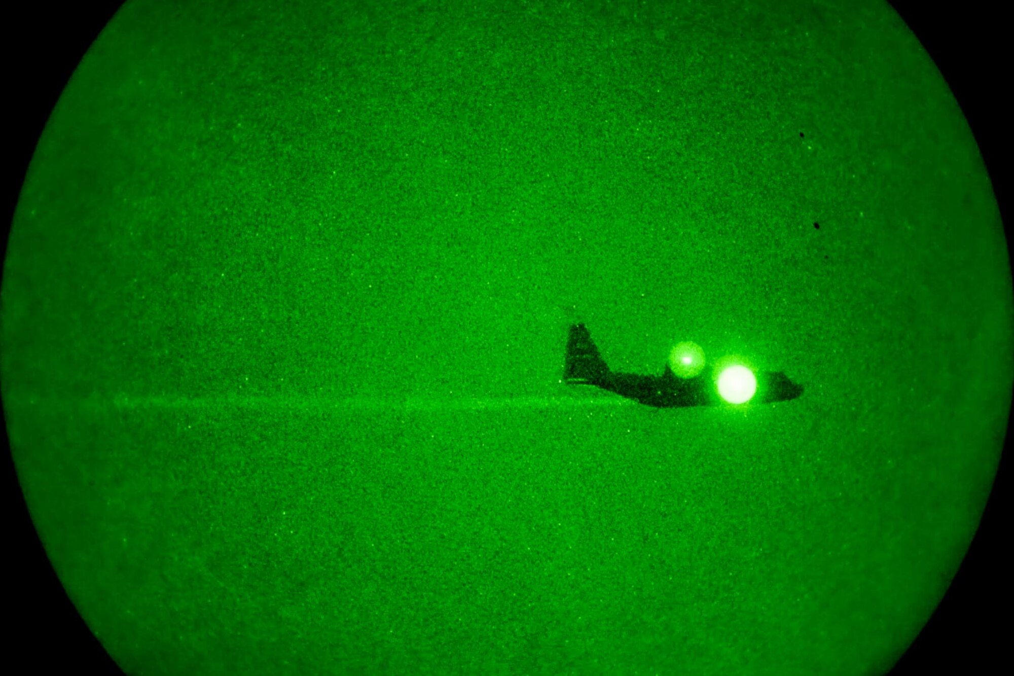 An aerial spray-modified C-130H Hercules aircraft assigned to the 910th Airlift Wing, Youngstown Air Reserve Station, Ohio, operates over Joint Base Charleston, South Carolina, May 16, 2023.