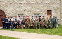 Reenactor volunteers present a complete military timeline representing the uniform and equipment used by the Illinois militia and later the Illinois National Guard from the early days in 1723 to modern day. The timeline presentation at the Illinois State Military Museum was part of the day-long events celebrating the Illinois National Guard’s 300th birthday in Springfield, Illinois, May 6.