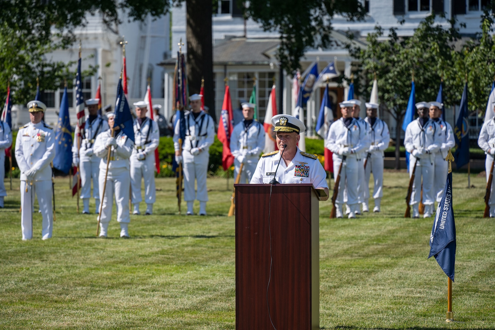 CNO Hosts Full-Honors Welcoming Ceremony for Singapore’s Chief of Defense Rear Adm. Aaron Beng