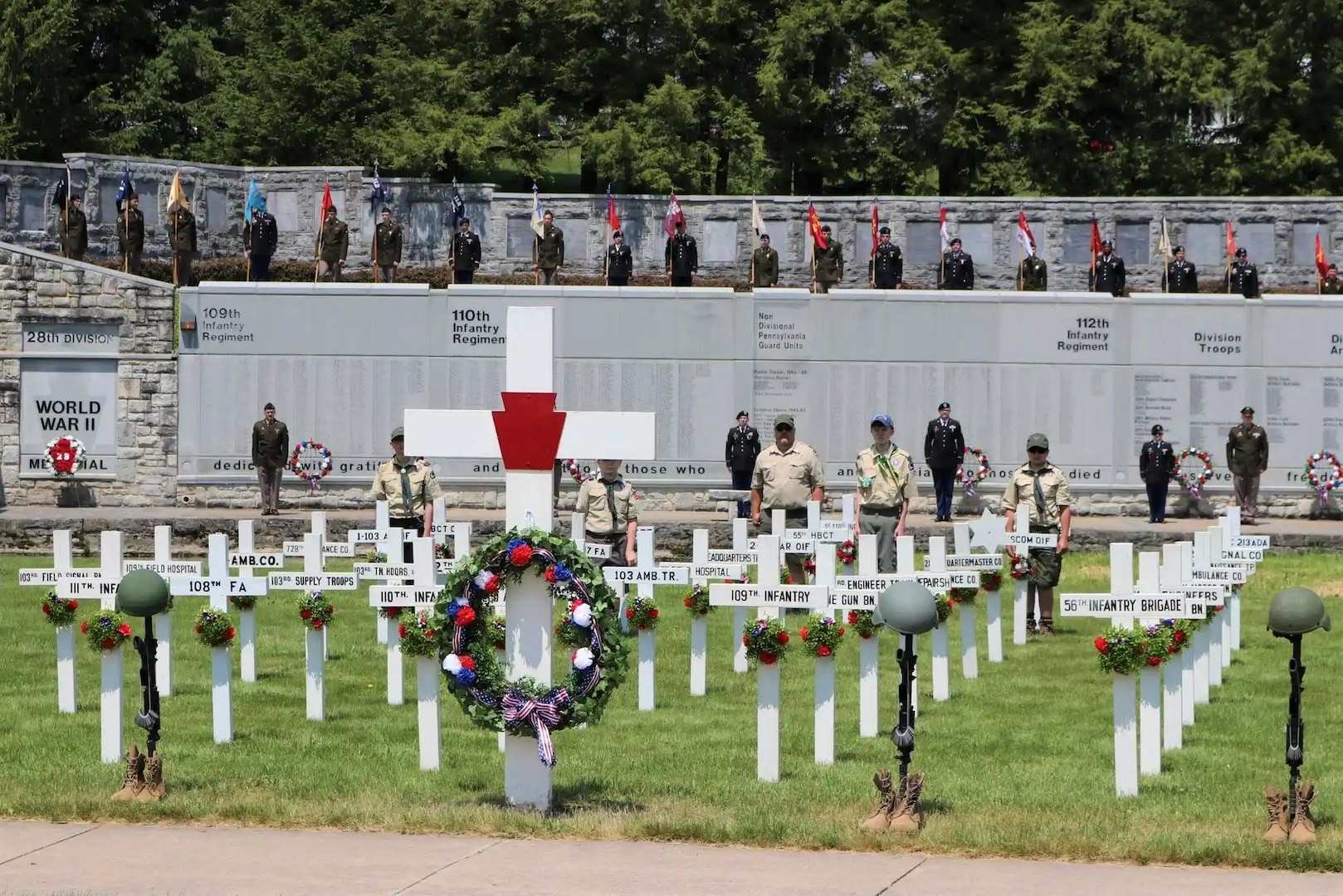 The 28th Infantry Division held its annual memorial service, which included the laying or wreaths at the 28th Infantry Division National Shrinein Boalsburg, Pa., May 21, 2023.