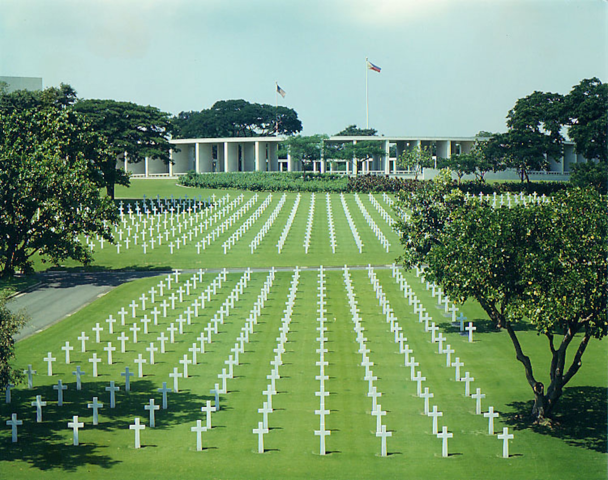 Manila American Cemetery and Memorial, Philippines. This cemetery of 152 acres is
maintained by the American Battle Monuments Commission and has more than 17,000 graves,
the largest number of graves of any cemetery for U.S. personnel killed during World War II.
(Wikipedia)