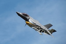 An F-35A Lightning II, with the 388th Fighter Wing’s F-35A Aerial Demonstration Team, and a P-51 Mustang, with the Air Force Heritage Foundation, perform a heritage flight during the 2023 Westfield International Air Show at Barnes Air National Guard Base, Massachusetts, May 13, 2023. The two-day event allowed the 104th Fighter Wing and joint-service partners to strengthen their community ties with over 70,000 members of the public by showcasing their capabilities, aircraft and equipment. (U.S. Air National Guard photo by Staff Sgt. Hanna Smith)