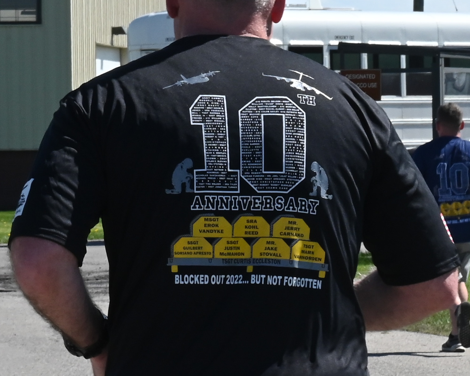 Many of the runners wore a memorial shirt during the annual 5K at Niagara Falls Air Reserve Station, New York, on May 5, 2023.