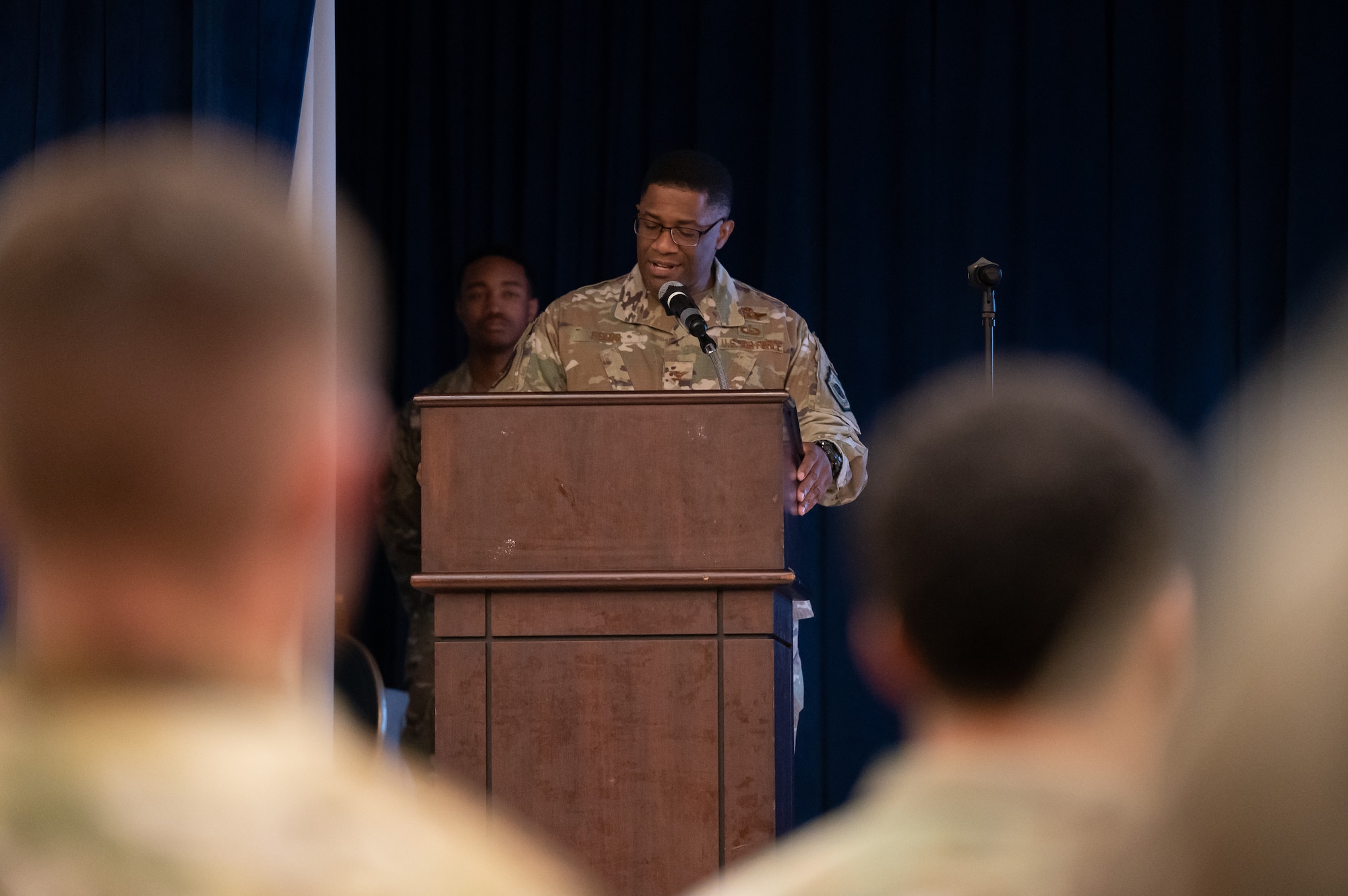 Photo of Airmen, leadership during change of command ceremony