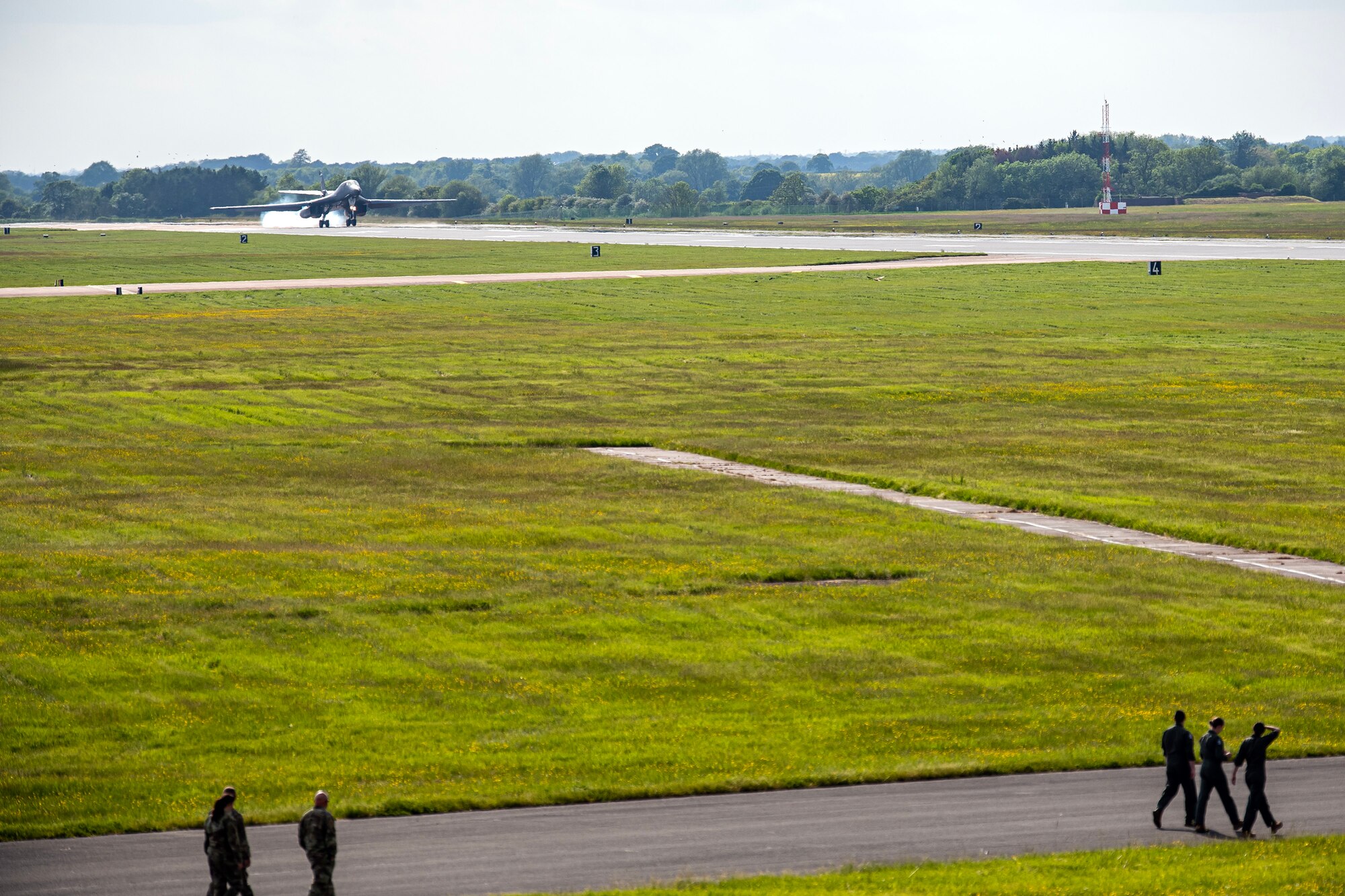 A B-1B Lancer from the 9th Expeditionary Bomb Squadron arrives at RAF Fairford, United Kingdom, May 23, 2023 for Bomber Task Force Europe 23-3. The U.S. is dedicated to our security commitments to the NATO Alliance and our global Partners. We routinely operate across the glove and are flexible and agile to respond to the changes in the operational environment. (U.S. Air Force photo by Staff Sgt. Eugene Oliver)