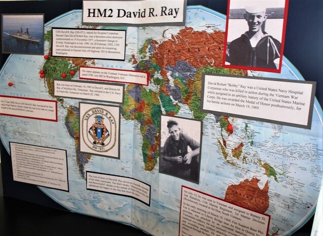 Remembering the legacy…staff assigned to Naval Hospital/Navy Medicine Readiness Training Unit Everett continue to honor their clinic’s namesake, Hospital Corpsman 2nd Class David R. Ray, for his selfless act while heroically caring for wounded Marines during action, March 19, 1969, during the Vietnam War, of which he was posthumously awarded the Medal of Honor (Official Navy photo by Douglas H Stutz, NHB/NMRTC Bremerton public affairs officer).