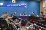 Rear Adm. Rick Seif, commander, Submarine Group 7/Task Force 74, speaks to members of the Republic of Korea Navy submarine force during the 56th Submarine Warfare Committee Meeting (SWCM) roundtable discussion, May 23. CSG 7 directs forward-deployed combat-capable forces across the full spectrum of undersea warfare throughout the Western Pacific, Indian Ocean and Arabian Sea.